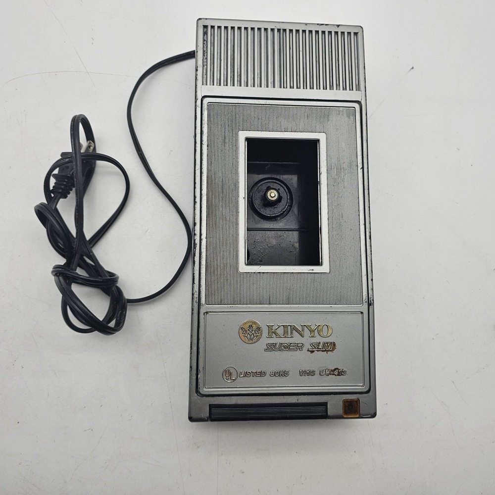 Vtg Kinyo Super Slim VHS Tape Rewinder UV-413 Silver VCR tested working